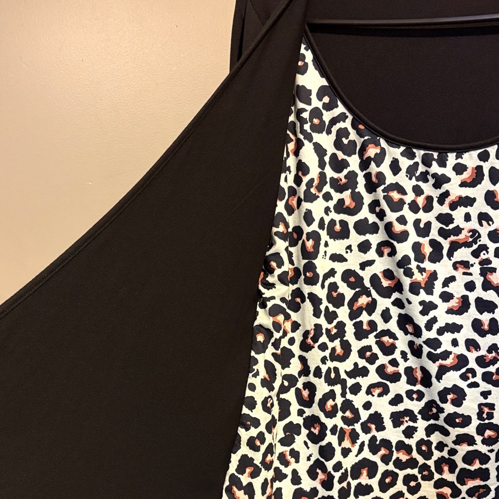 Black Cardigan with Leopard Print Top - Picture 2 of 7